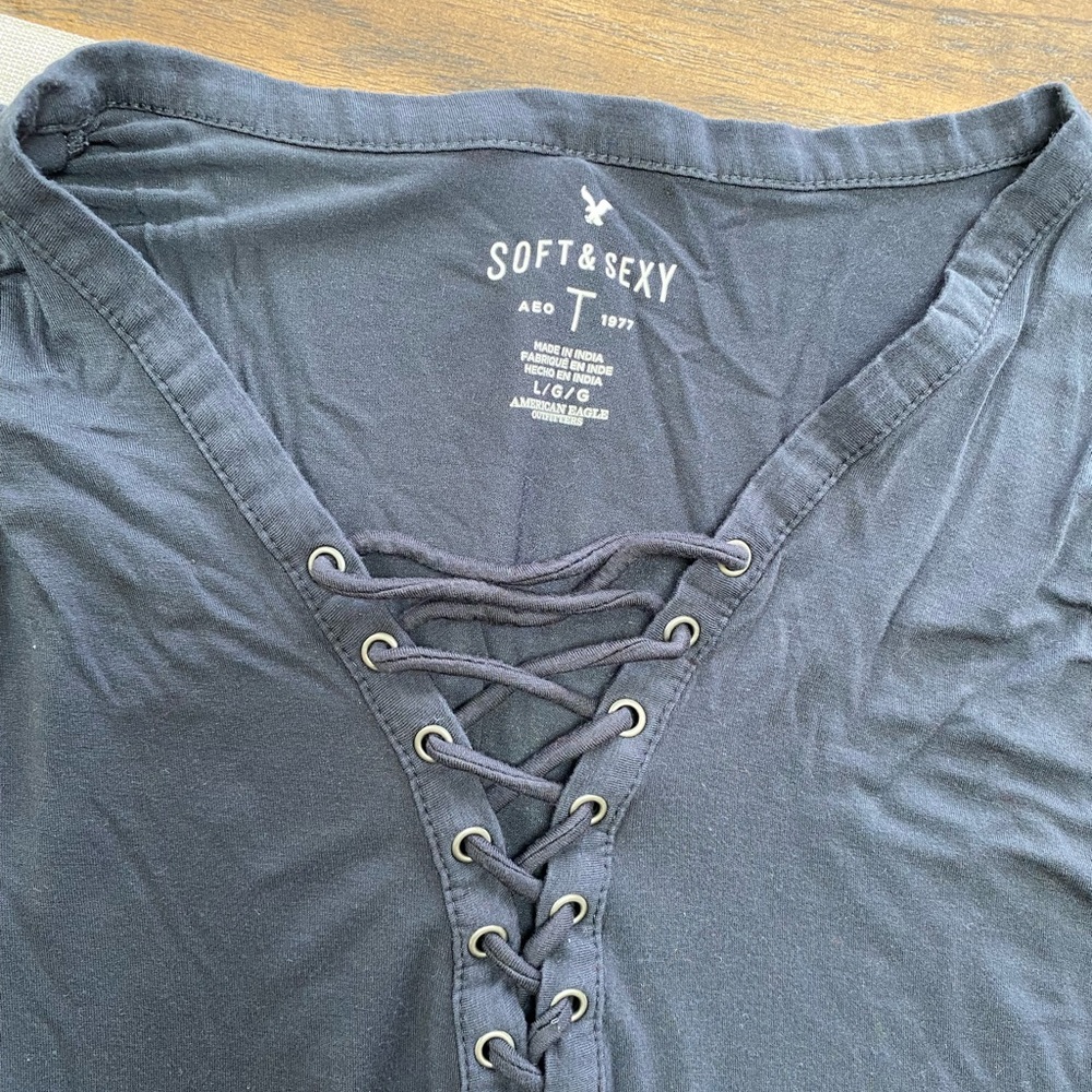 american eagle 3/4 sleeve shirt
